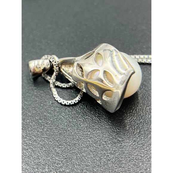 CP Sterling Silver White Freshwater Cultured Pearl Pendant Chain Necklace 18” - Picture 8 of 11